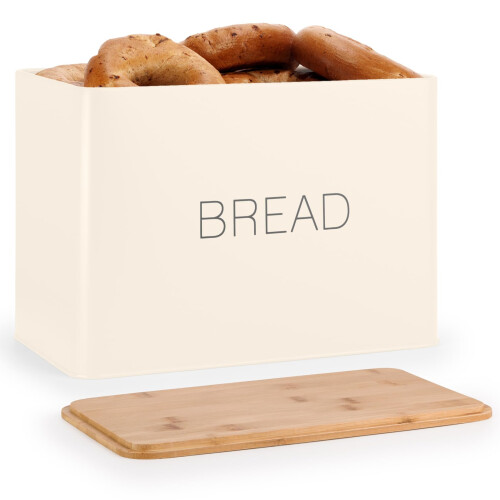 EHC Bread Bin, Bread Bins for Kitchen, Bread Tin, Large Bread Bin food Storage, Cream 2