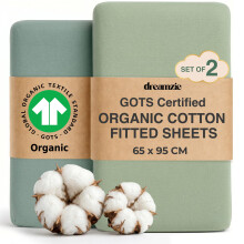 Dreamzie - Travel Cot Sheets - 100% Organic Cotton - 95 x 65cm - Set of 2