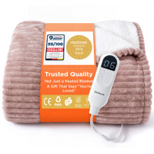 Bedsure Electric Blanket Heated Throw - Ribbed Flannel 130x160cm, Pink