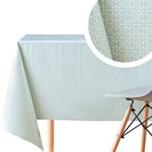 KP HOME PVC Wipe Clean Table Cloth Rectangular 300x140 cm / 118x55 In - Wipeable Tablecloth up to 10 Seats - Waterproof Vinyl Oilcloth in Calming Sof