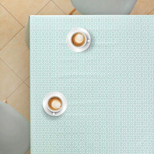 KP HOME Wipe Clean Tablecloth Turquoise Duck Egg PVC Table Cover Rect 2