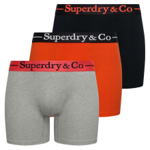 (XL, Black/Bold Orange/Grey Marl) Superdry Mens Superdry & Co Triple Pack Boxer Shorts