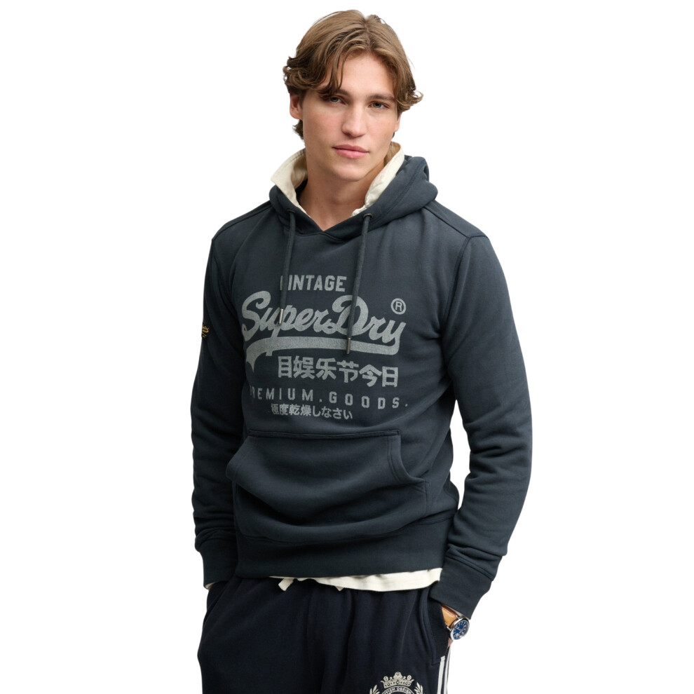 Superdry Vintage Logo Classic Pullover Hoodie, Eclipse Navy - L - Image 3