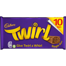 Cadbury Twirl Chocolate Bar Multipack, Classic Creamy Taste, 10 x 21.5 g Bars (Pack of 1)