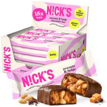 N!CK'S Peanuts n fudge Keto Chocolate Bars No Added Sugar 175 Calories, 4.1 Net carbs, Gluten Free Sweets Low carb Candy Snack Bar (Multipack 15x40g)