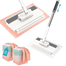 Clip Mop Any Cloth, Snap Grip Lazy Flat Mop, 22 Washable Microfibre Pads