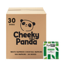 The Cheeky Panda – Bamboo Cocktail Napkins | Bulk Box of 30 Packs (100 Napkins per Pack, 3000 Napkins, 3-Ply) | Plastic-Free, Home & Bar use, Partie