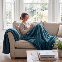 (2 Pack King, Teal Blue) Faux Fur Fleece Blanket Throw 2 Pack – Soft Fluffy Sofa Cover & Cosy Warm Wrap