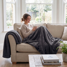 (2 Pack King, Grey) Faux Fur Fleece Blanket Throw 2 Pack – Soft Fluffy Sofa Cover & Cosy Warm Wrap