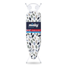 Minky Ironing Board Expert, Large Ironing Board, 122 x 38 cm Iron Board, Angled Rest, Adjustable Height to 96 cm, Collapsible Iron Table