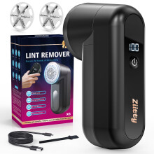Ziitty Lint Remover, Bobble Remover for Clothes, Rechargeable Fabric Shaver with LCD Display, Three 6-Leaf Blades Debobbler, Fuzz Fluff Remover, De