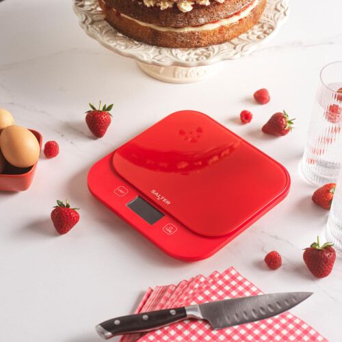 Salter Salter British Bakes Digital Kitchen Scale 10kg, 1g Precision, Red 2