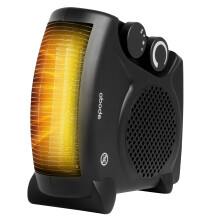 Abode, AFH1001B, Horizontal and Vertical Fan Heater with 2kW Power, 2 Heat Settings, Overheat Protection, Adjustable Thermostat, 20m2 Room Size in Bla