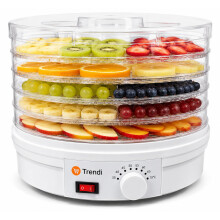 Trendi Food Dehydrator 5 Tier – Fruit Dryer 250W with Adjustable Temperature Control from 35-70C, Removable Trays, for Drying Jerky, Meat, Fruit,