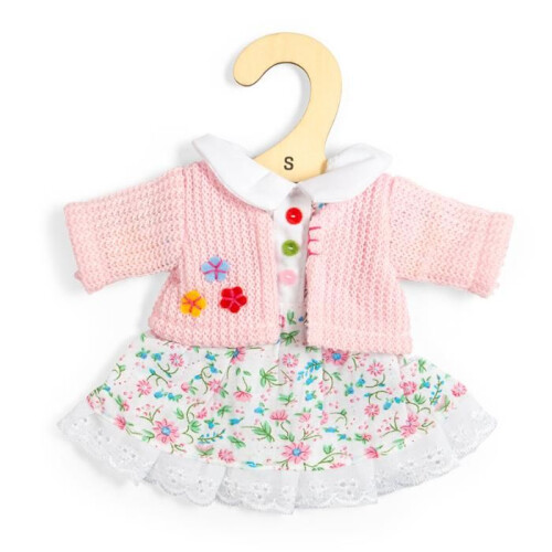 roupa de boneca vestido florido e cardigã - traje de boneca