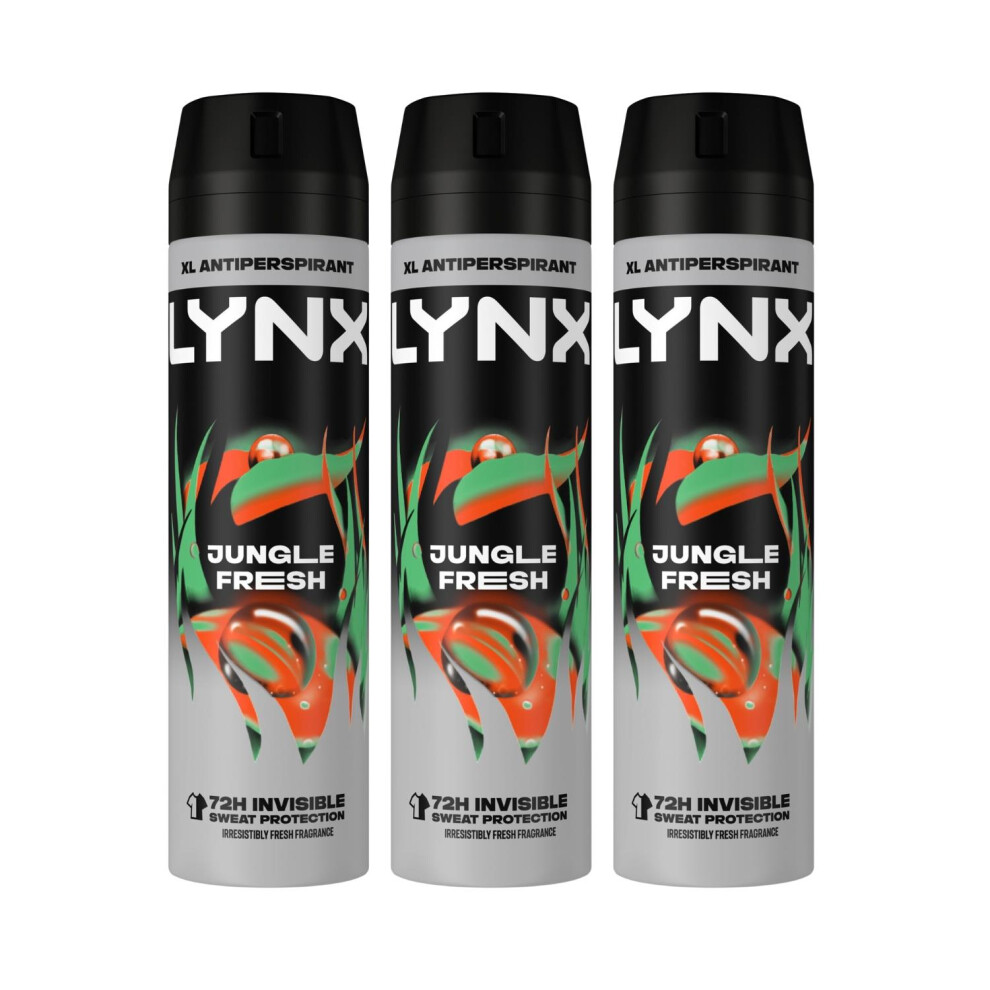 Lynx Men's Orange Jungle Fresh 'Antiperspirant' Spray Deo 200Ml, 3 Pack In - Image 4