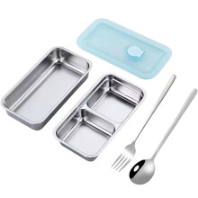 Stainless Steel Snack Box with Lids - 2 Pack Grab and Go Snack Containers, Leakproof & Reusable Bento Boxes with Spoon & Spork
