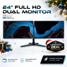 DUAL MONITOR MULTI SCREEN 24" DELL Setup FULL HD 1920x1080 HDMI DP - Refurbished