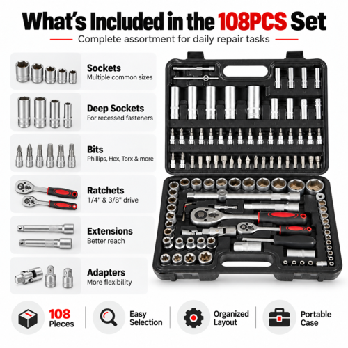 Amartisan 108-Piece Socket Set with Case 1