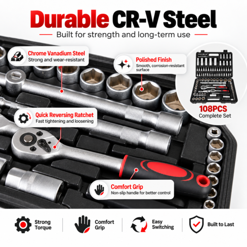 Amartisan 108-Piece Socket Set with Case 2