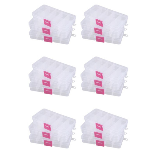 18pcs 10 Grid Electronic Component Parts Kits Plastic Storage Box Case
