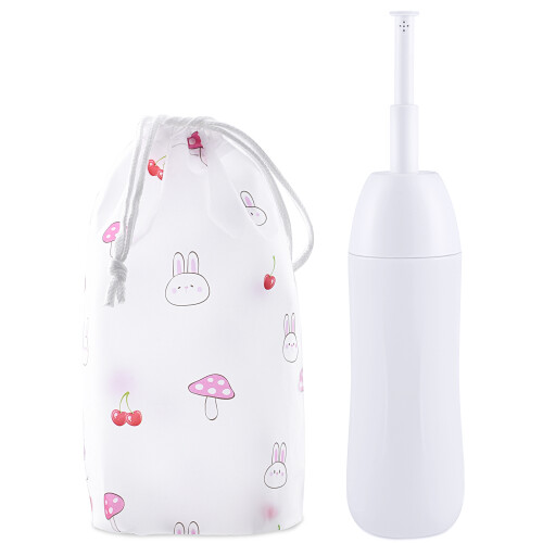 Bidet portable de voyage, 400 ml, avec buse rétractable et sac, blanc
