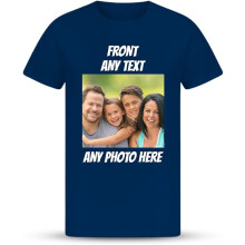 (M, Navy) Personalised Unisex T-Shirt Add Your Own Photo Logo or Text Create a Unique Gift Custom Celebration