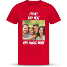 (15-16Y, Red) Personalised Unisex T-Shirt Add Your Own Photo Logo or Text Create a Unique Gift Custom Celebration