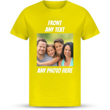 (M, Yellow) Personalised Unisex T-Shirt Add Your Own Photo Logo or Text Create a Unique Gift Custom Celebration