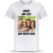 (XL, White) Personalised Unisex T-Shirt Add Your Own Photo Logo or Text Create a Unique Gift Custom Celebration