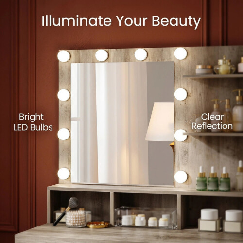 Dressing Table with Mirror and Bulb Lights, Vanity Table 2