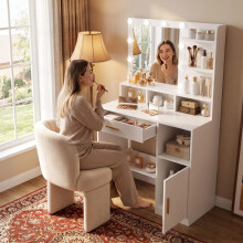 Dressing Table with Mirror and Bulb Lights, Vanity Table
