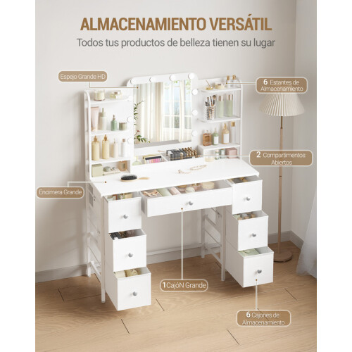 Dressing Table with Mirror, Vanity Table with 7 Fabric Drawers 1