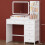 Dressing Table with LED Lighting, Vanity Desk with Mirror, 5 Drawers, 2 Storage Shelves, Adjustable Brightness 3