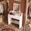 Dressing Table with LED Lights, 80 cm Desktop, 2 Drawers, White 1