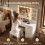 Dressing Table with Stool, Plug and Mirror, LED Adjustable, White 1