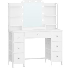 Dressing Table with Mirror, Vanity Table with 7 Fabric Drawers