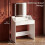 Dressing Table with LED Lights, 80 cm Desktop, 2 Drawers, White 5