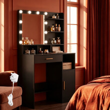 Dressing Table with Mirror and Bulb Lights, Vanity Table