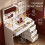 Dressing Table with LED Lighting, Vanity Desk with Mirror, 5 Drawers, 2 Storage Shelves, Adjustable Brightness 4