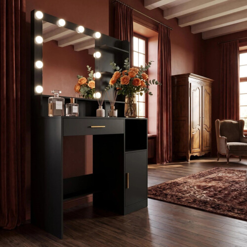 Dressing Table with Mirror and Bulb Lights, Vanity Table 2