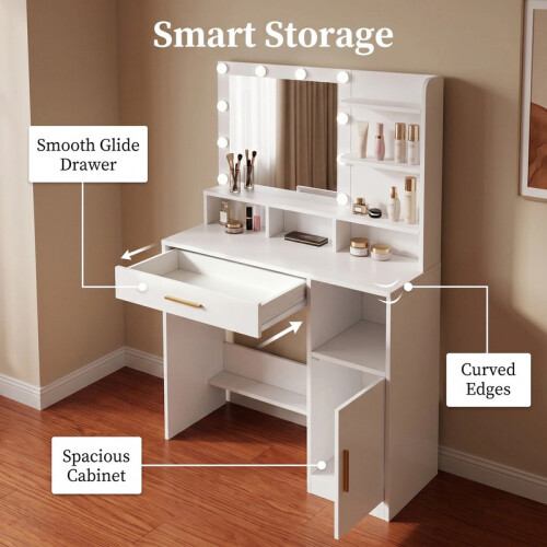 Dressing Table with Mirror and Bulb Lights, Vanity Table 2