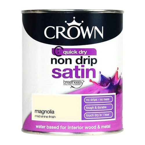 Crown Crown Non Drip Satin Magnolia 0.75L - 5023097