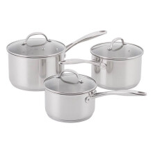 Stellar 7000 Profile Silver 3 Piece Saucepan Set