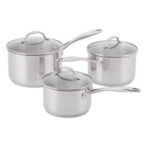 Stellar 7000 Profile Silver 3 Piece Saucepan Set