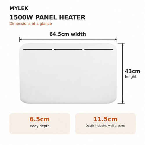MYLEK (1.5kW) MYLEK LED Panel Heater - Splashproof (Lot 20) 1