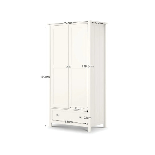 Maine 2 Door Combination Wardrobe - Surf White 2