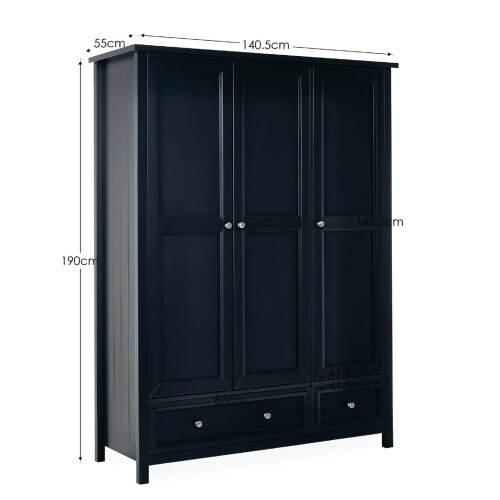 Maine 3 Door Combination Wardrobe - Anthracite 2