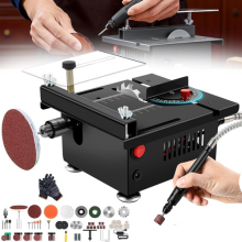 Portable Mini Table Saw 7-Speed Cutter Bench Cutting Machine Plastic Wood Metal