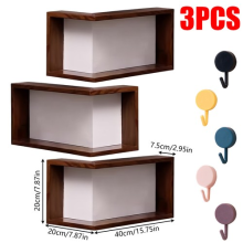 3PCS/Set Wood Corner Shelves Book Shelves Storage Wood Display Bookcase School
